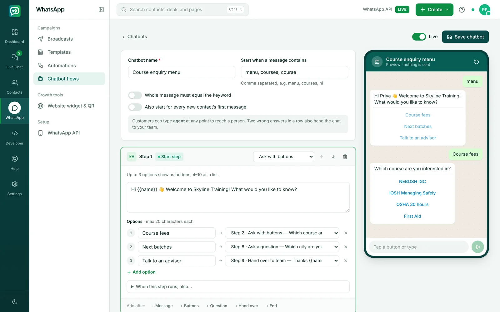 Features: Shared WhatsApp Inbox, Chatbots, Broadcasts & CRM | RelayDesk